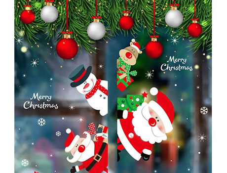 New Year Holiday Merry Christmas Safety Glass Wall Sticker Decal For Windows