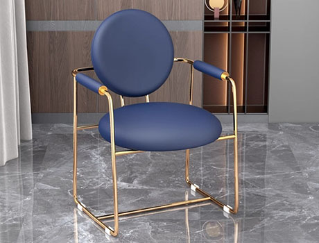 Metal Dining Chair with Backrest and Armrests Single Seat Vanity Stool for Reception Area