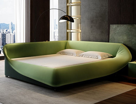 Modern Minimalist  Nest Bed Luxury Fabric Double Bed for Master Bedroom