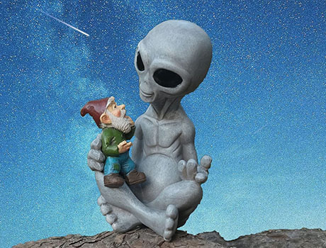 Unique Space Decor Alien Astronaut Capturing Gnome Resin Figurine