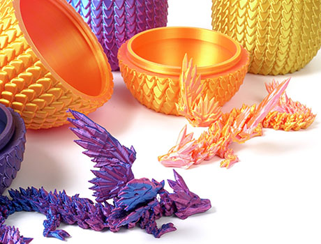 3D Printed Flying Dragon Egg Figurine Set Unique Gift and Decor